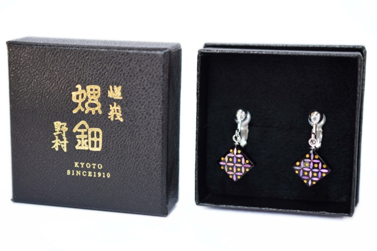 螺鈿イヤリング 七宝切金 S PNK