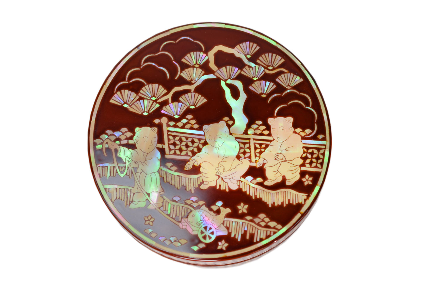 螺鈿香合 唐子遊び