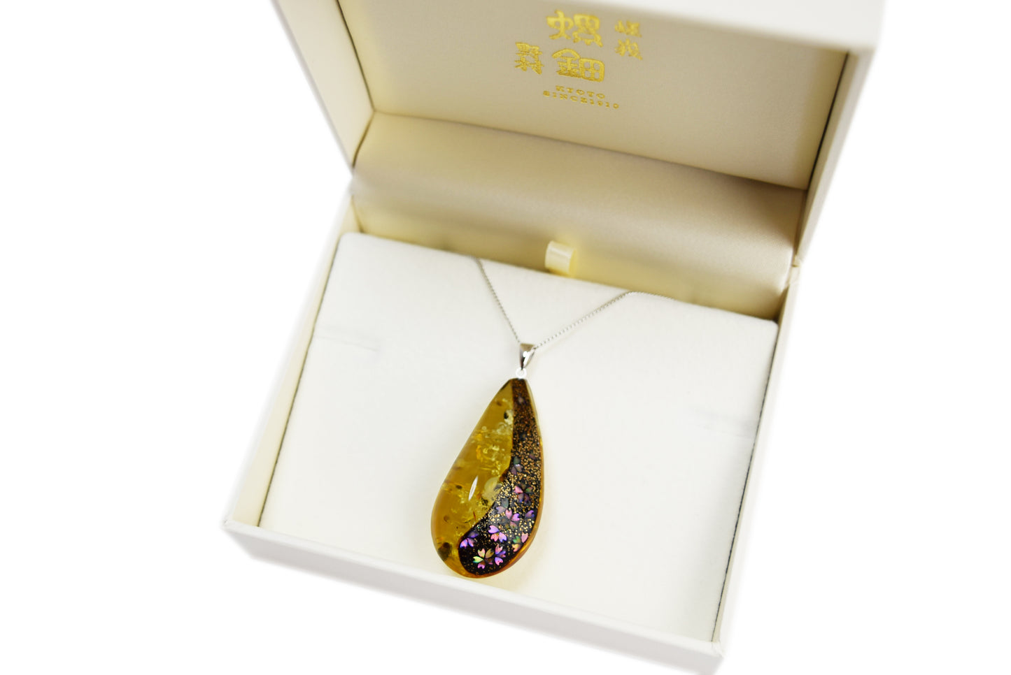 螺鈿×琥珀×金蒔 MAMORIネックレス 華桜