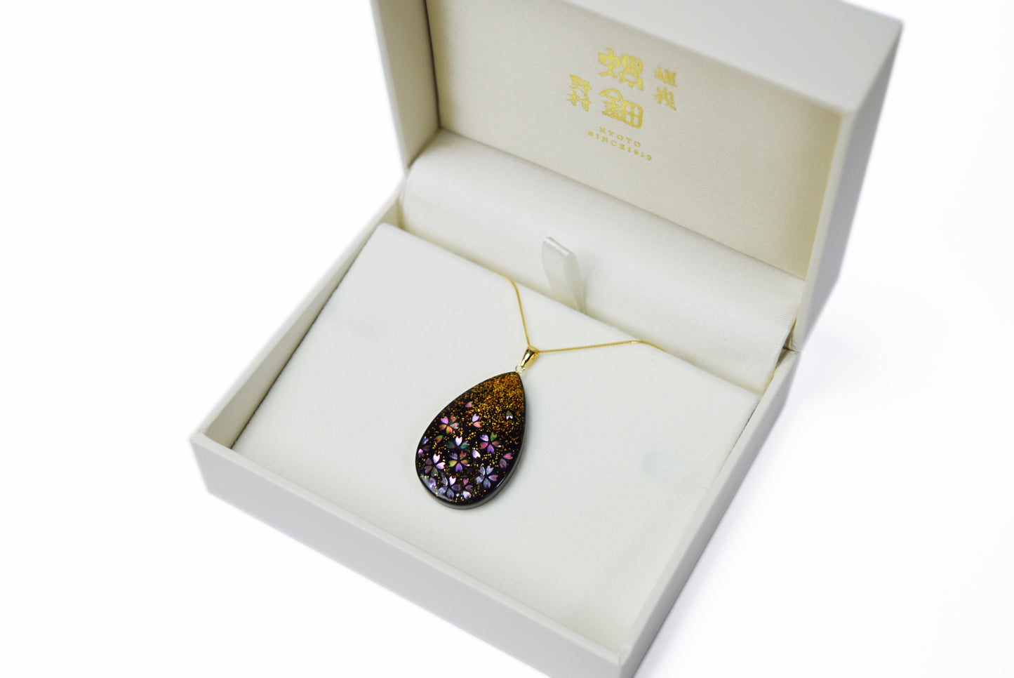 MAMORIネックレス しずく桜 金蒔 PNK