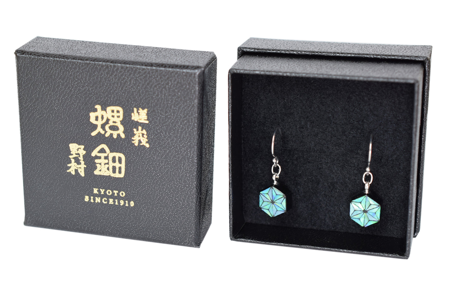 螺鈿ピアス 麻の葉 S GRN