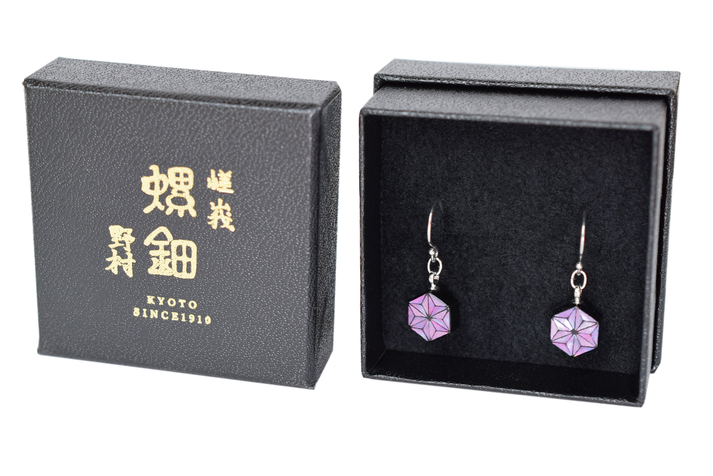螺鈿ピアス 麻の葉 S PNK