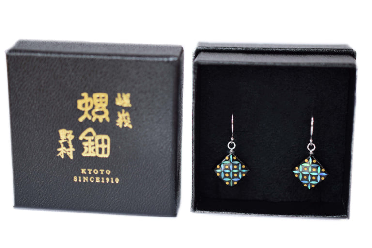螺鈿ピアス 七宝切金 S GRN