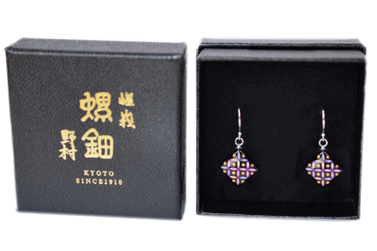 螺鈿ピアス 七宝切金 S PNK