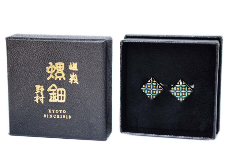 螺鈿カフス 七宝切金 S GRN