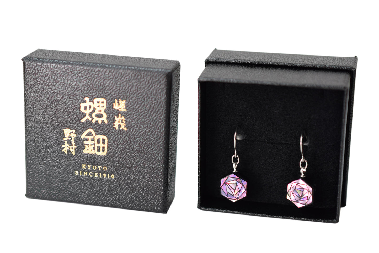 螺鈿ピアス ばら M PNK